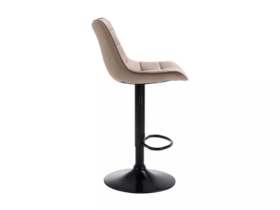 Lot de 2 tabourets de bar en velours et métal noir - Hauteur réglable - Beige - LIMA II