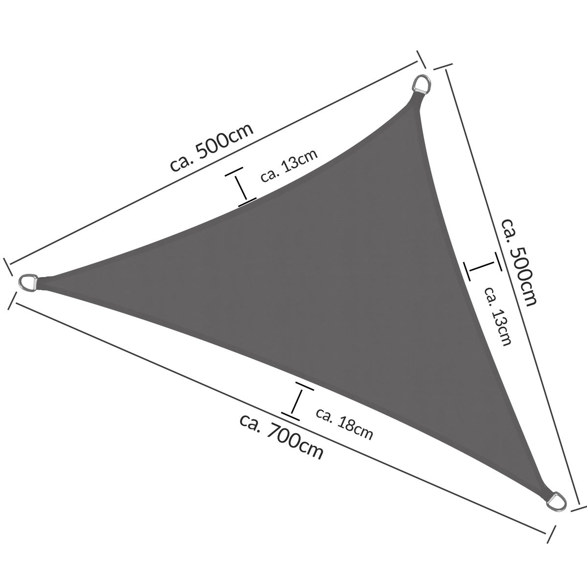 SolVision PS9 Zonneschermzeil 500x500x700cm Driehoekig Antraciet PE