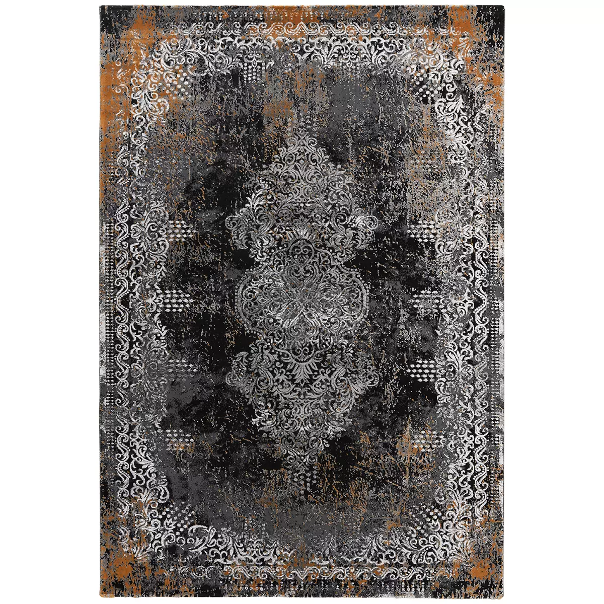 Maschinenteppich Pablo schwarz,weiss,orange,grau