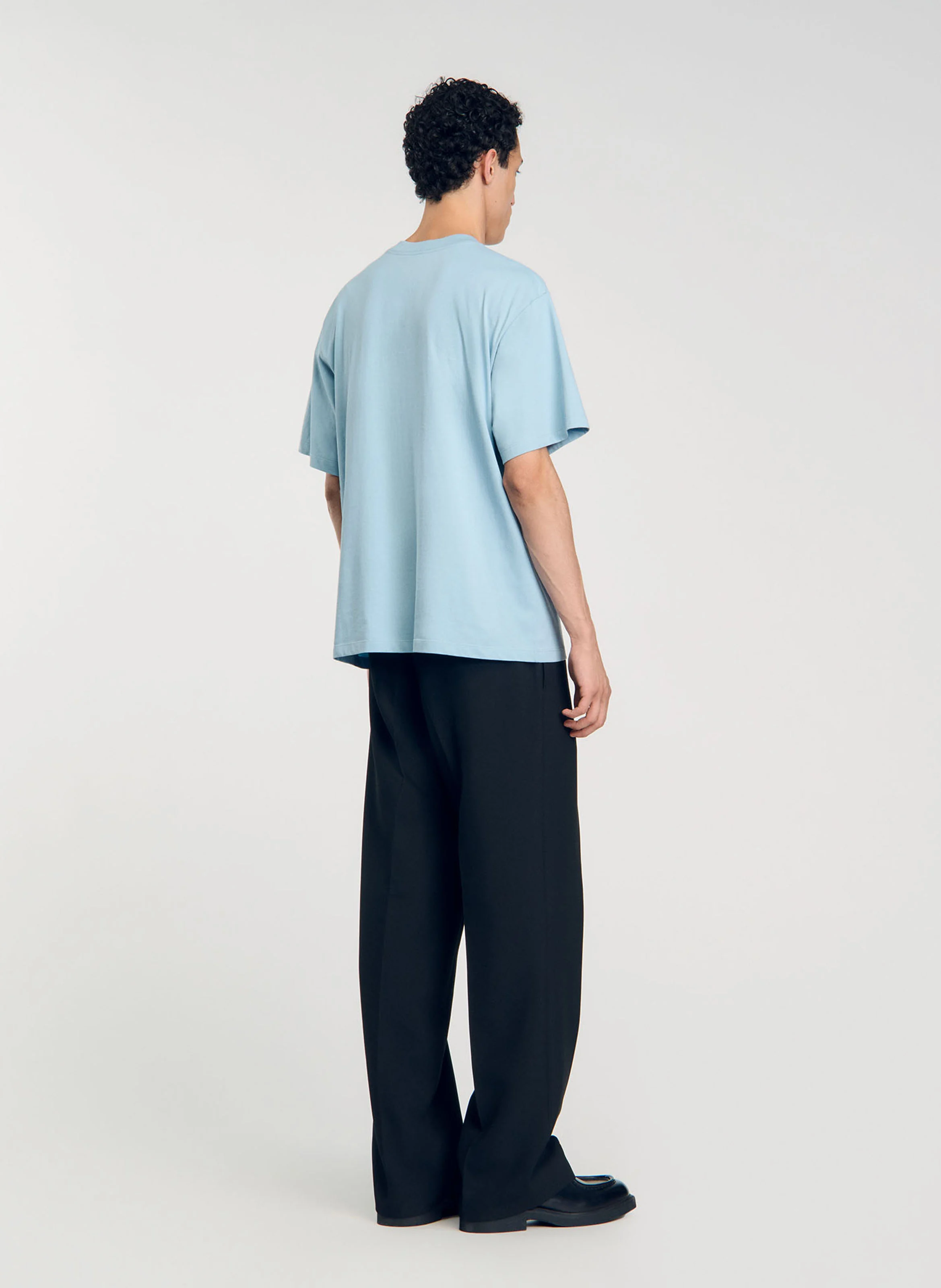 Tee-shirt oversize brodé en coton | Bleu
