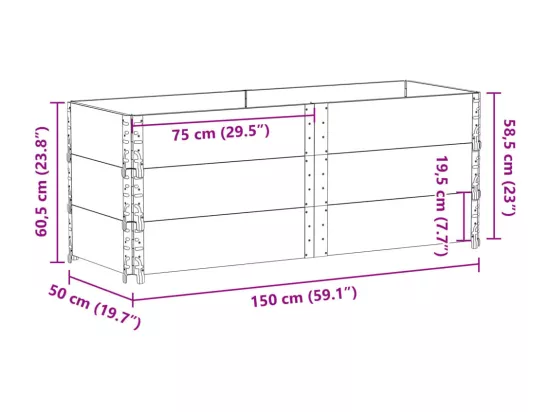 Jardinière bac lit surélevé bois marron 150 x 50 x 60.5 cm 02_0037435