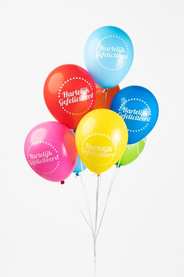 Gekleurde Ballonnen Hartelijk Gefeliciteerd 30,5cm 8st