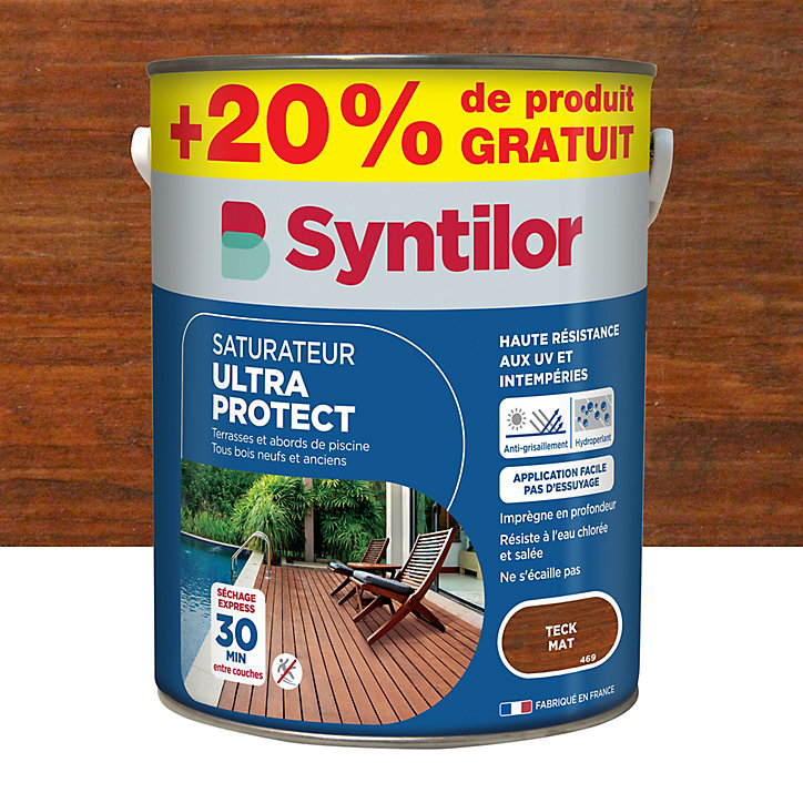 Saturateur extérieur Ultra Protect teck Syntilor mat naturel 5L + 20% gratuit
