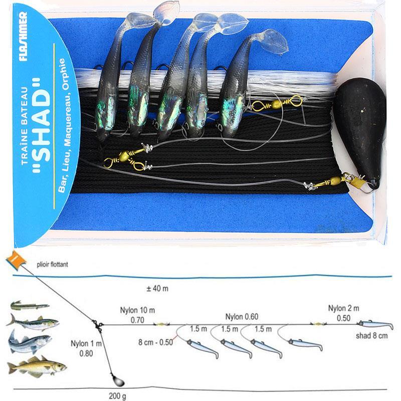 Ligne De Traine Bateau Flashmer Shad
