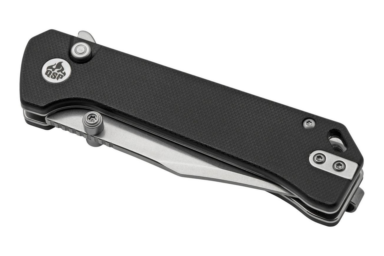 QSP Grebe QS147-C1, 14C28N Clippoint zwart G10, zakmes