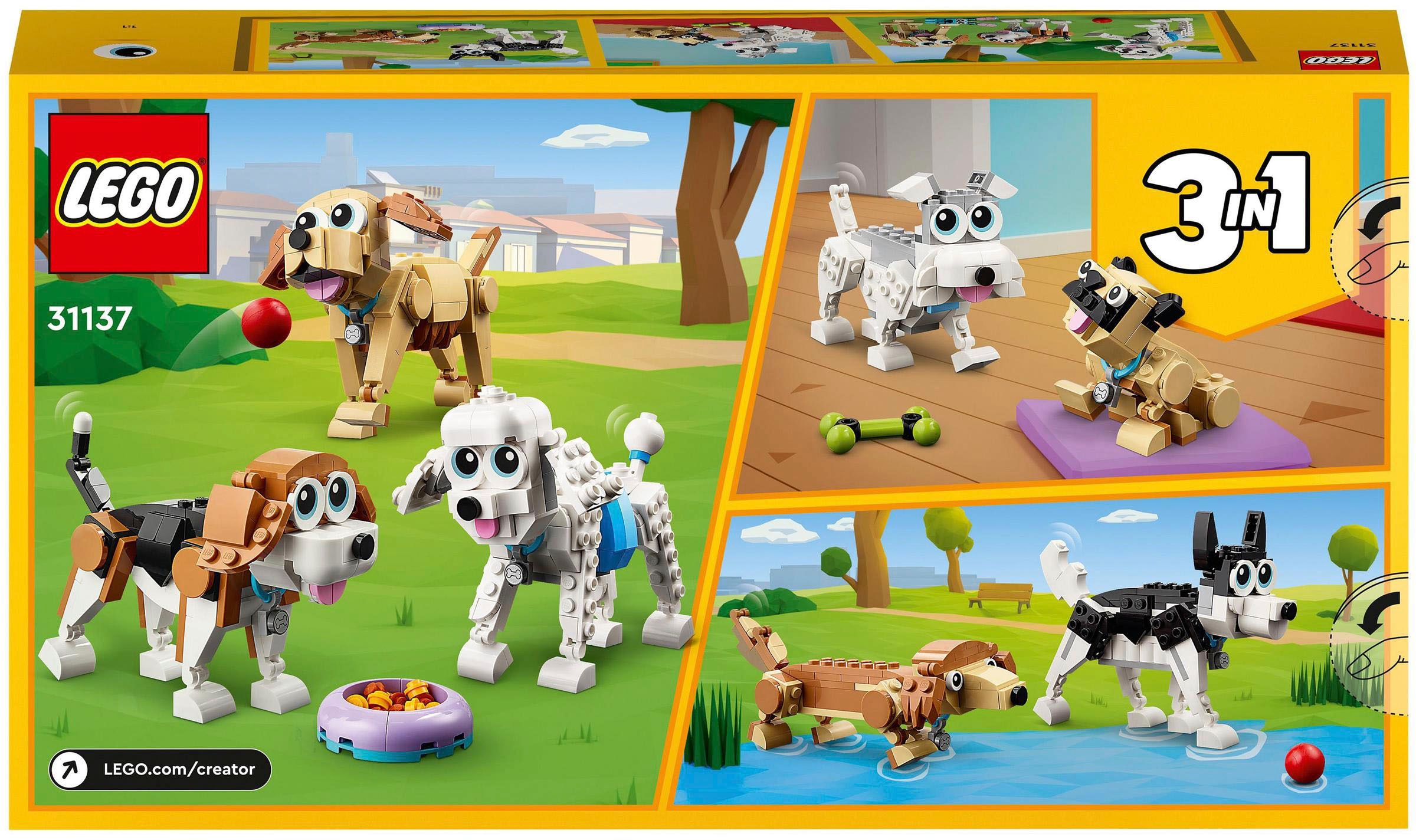 LEGO® Konstruktionsspielsteine »Niedliche Hunde (31137), LEGO® Creator 3in1«
