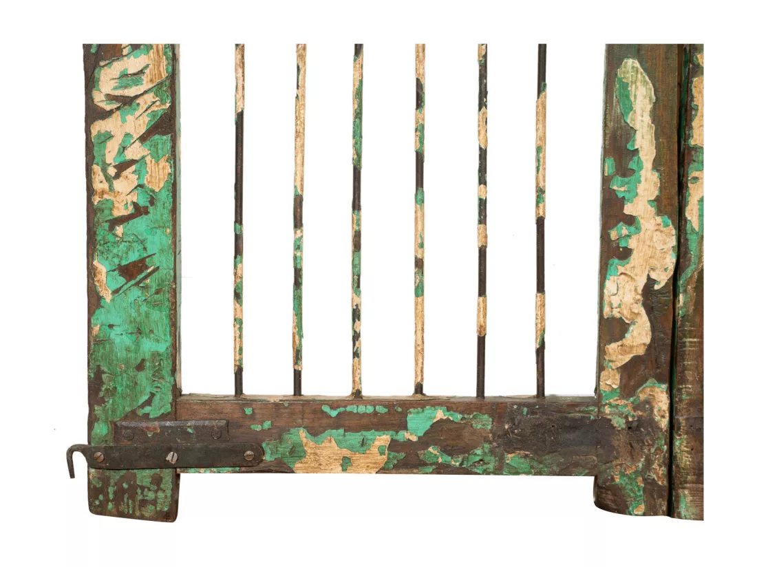 BISCOTTINI Portail - Bois massif et fer finition antique -Portail en métal - Porte décorative - Portail d'entrée -Extérieur - 90x6x100cm