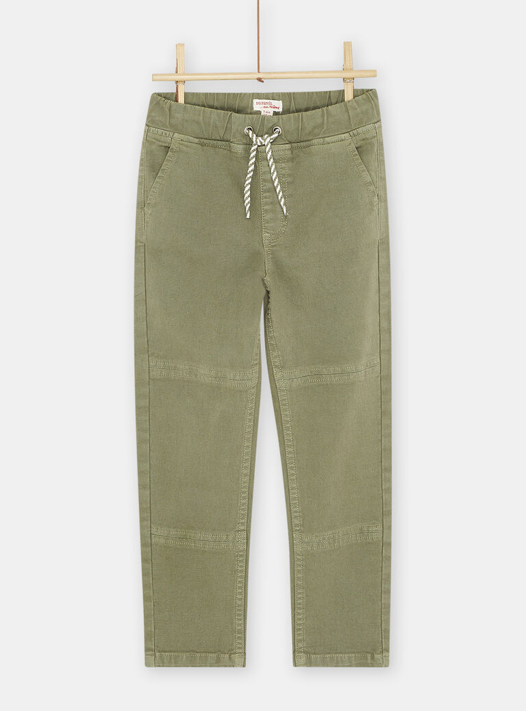 Pantalon kaki à surpiqures garçon