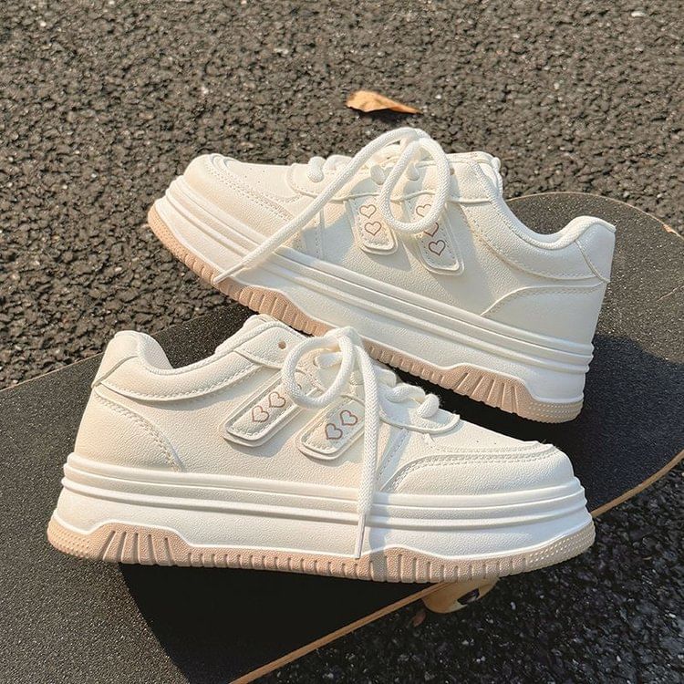 Asterisk - Platform Hartenprint Veterschoenen van Imitatieleer