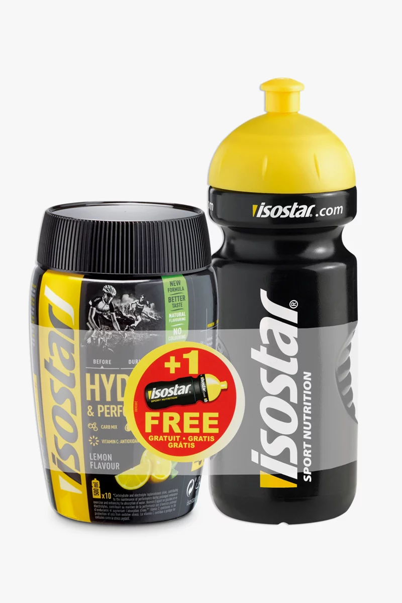 Isostar Hydrate & Perform Getränkepulver + Trinkflasche