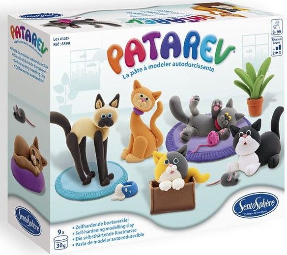 Sentosphère - Boetseerklei Katten Set - Creatieve Speelset - 9 Stuks - 30 Gram per Potje