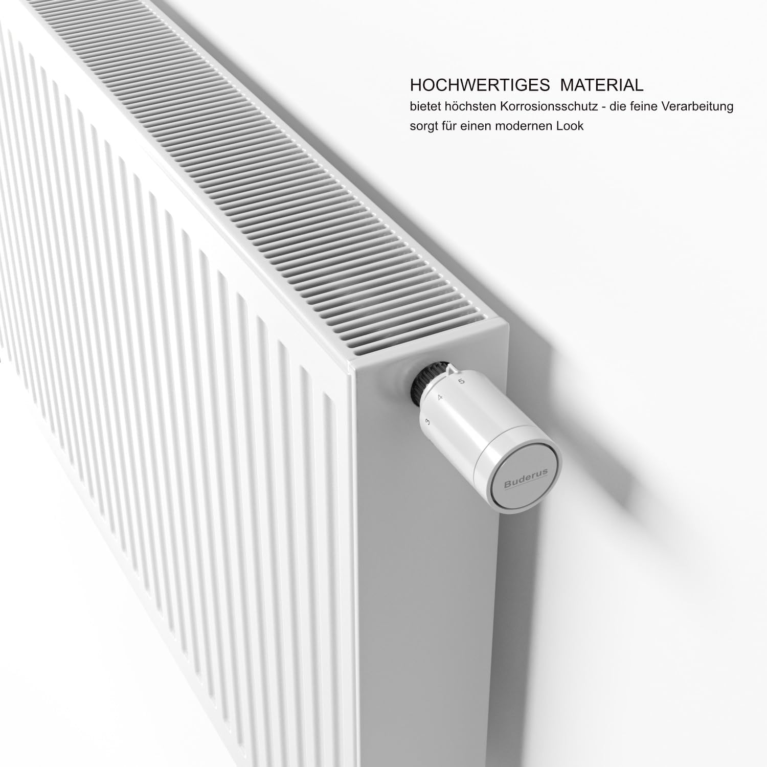 DESIGNO Universalheizkörper Kompakt & Ventilheizkörper Typ 22 -BH-600 x BL-1200 | inkl. Buderus Thermostatkopf - Ventil - Montagezubehör | Wärmeleistung 2.105 Watt