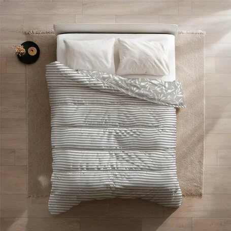 Easy Dekbed Grey Leafs