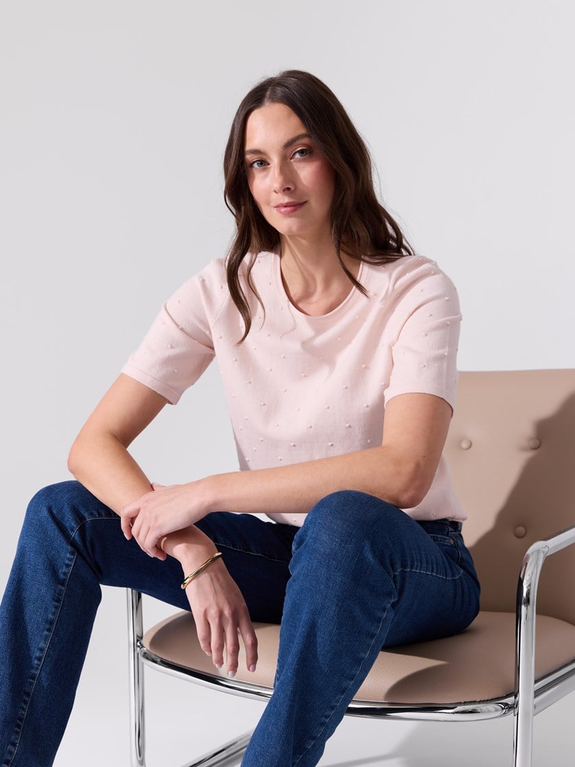 Lucilla kortermet genser Petal Pink