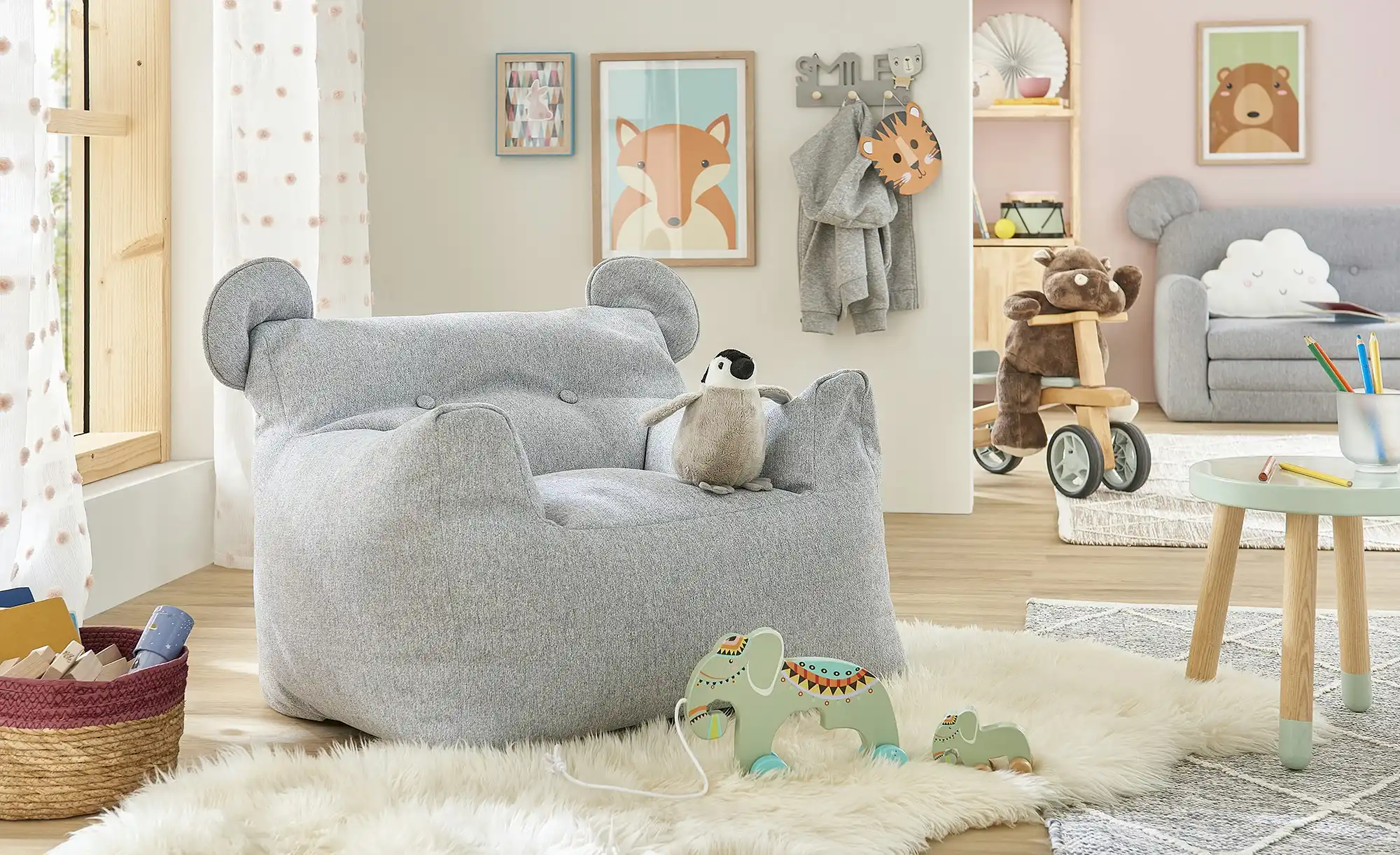 Kindersessel mit Ohren Bommel