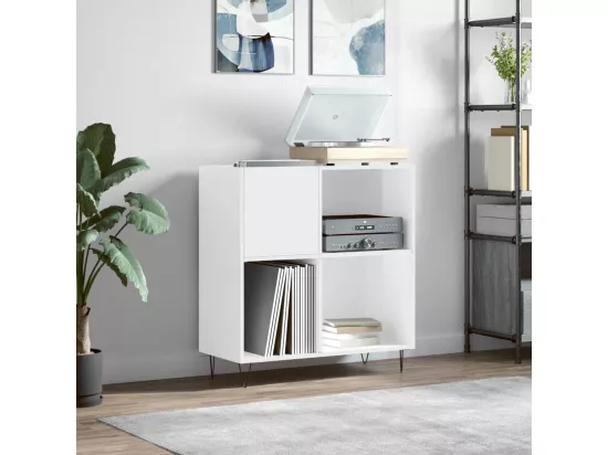 Armoire à disques blanc brillant 84,5x38x89cm bois d'ingénierie
