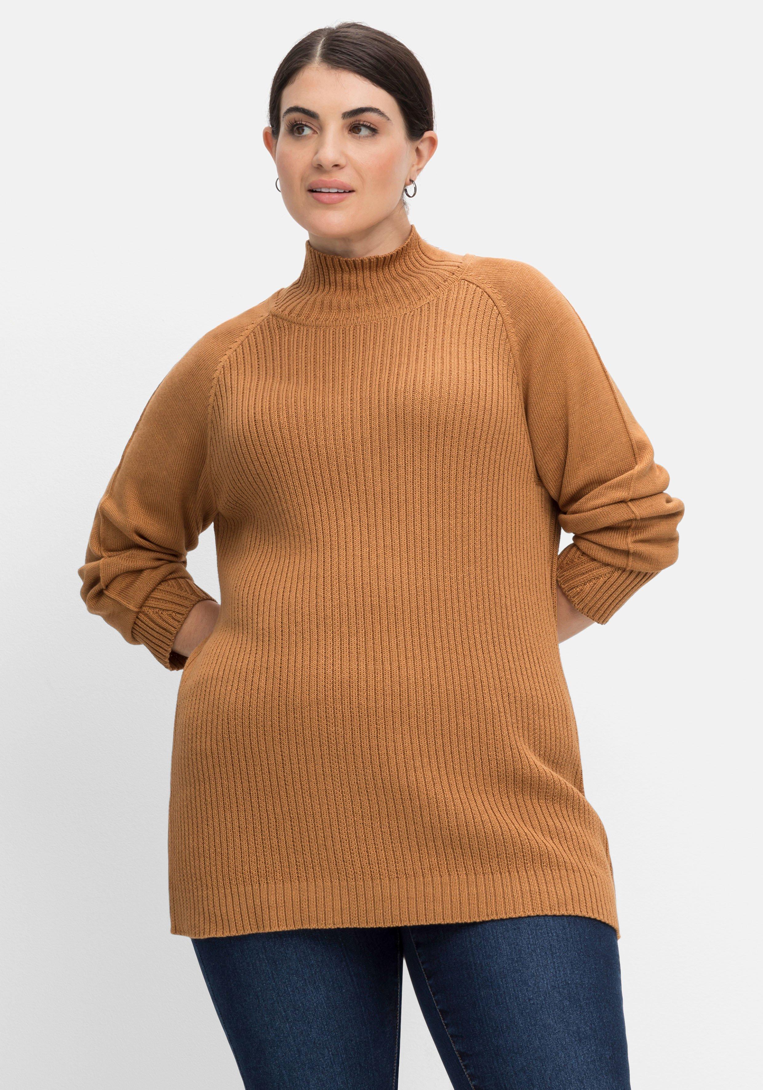 Pullover mit Stehkragen, im Struktur-Mix
