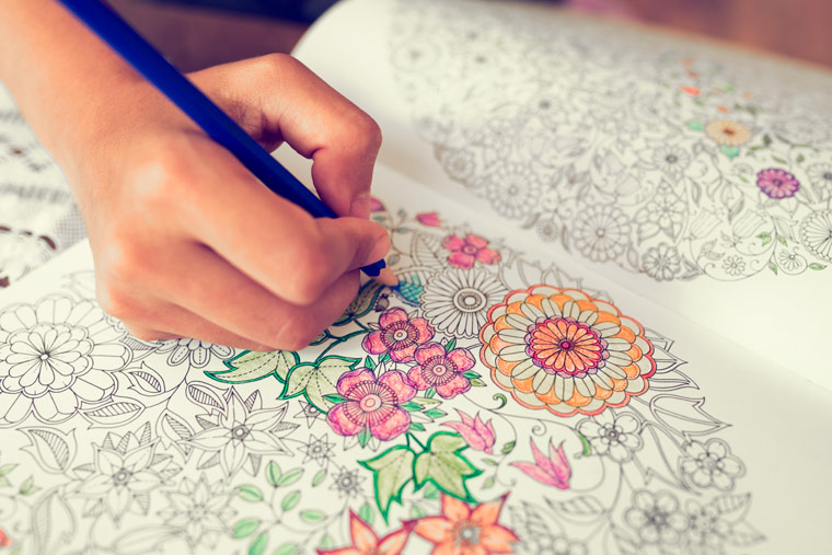 (4er Set) 185x185mm Anti Stress Malbuch Secret Garden Mandala / Blumen Kreatives Zeichnen für Erwachsene
