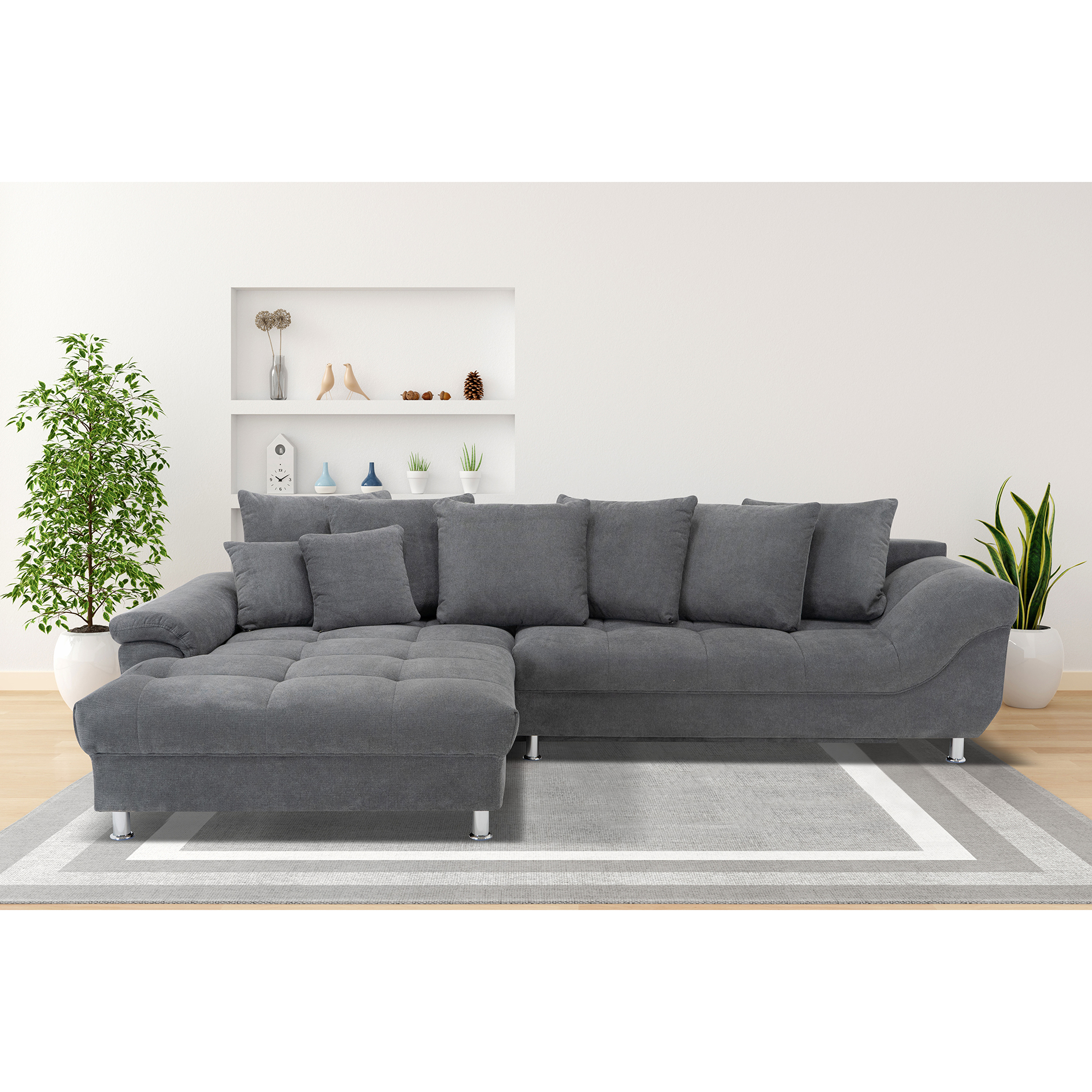 Schlafsofa - graubraun - regulierbare Armlehnen