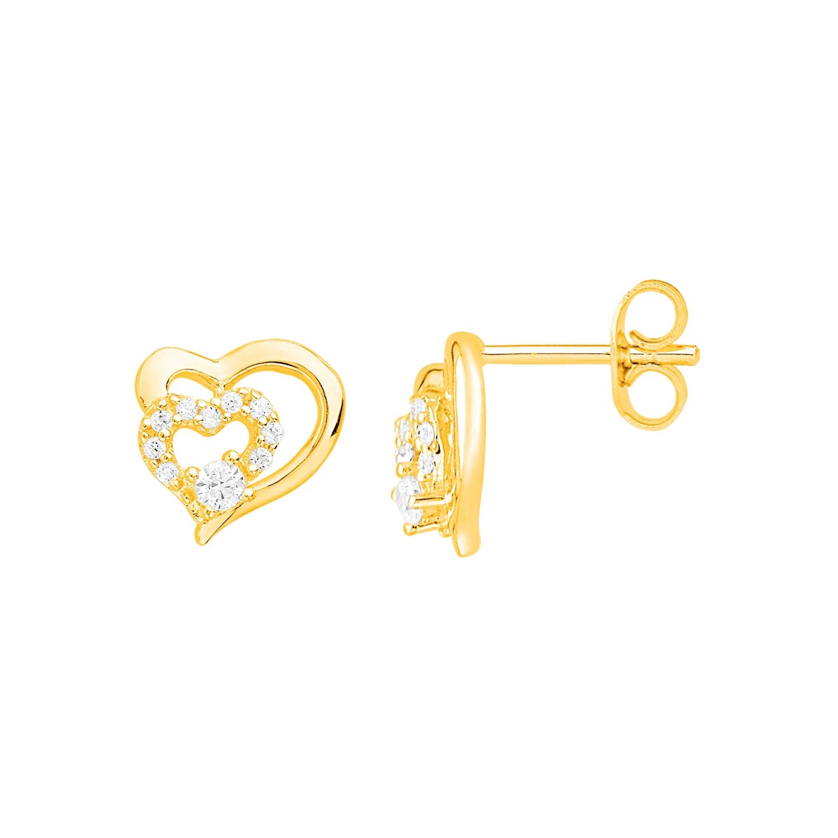 Boucles d'oreilles clous en Plaqué Or avec oxyde de zirconium blanc