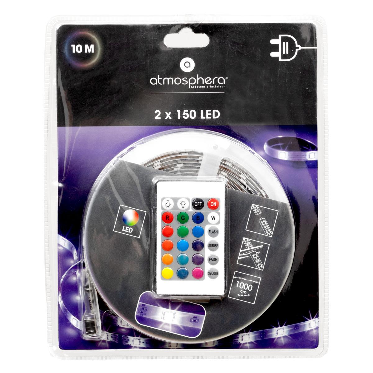 RUBAN LED 10M COULEUR REGLABLE SUR SECTEUR