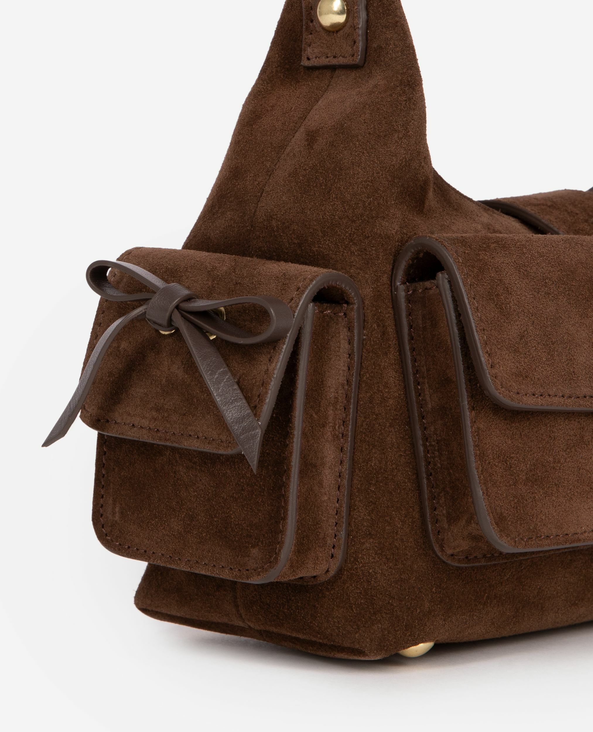 Sac Amelia small en cuir suède marron