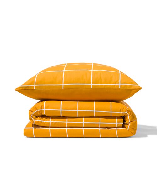 housse de couette polycoton 140x200 carreaux - jaune