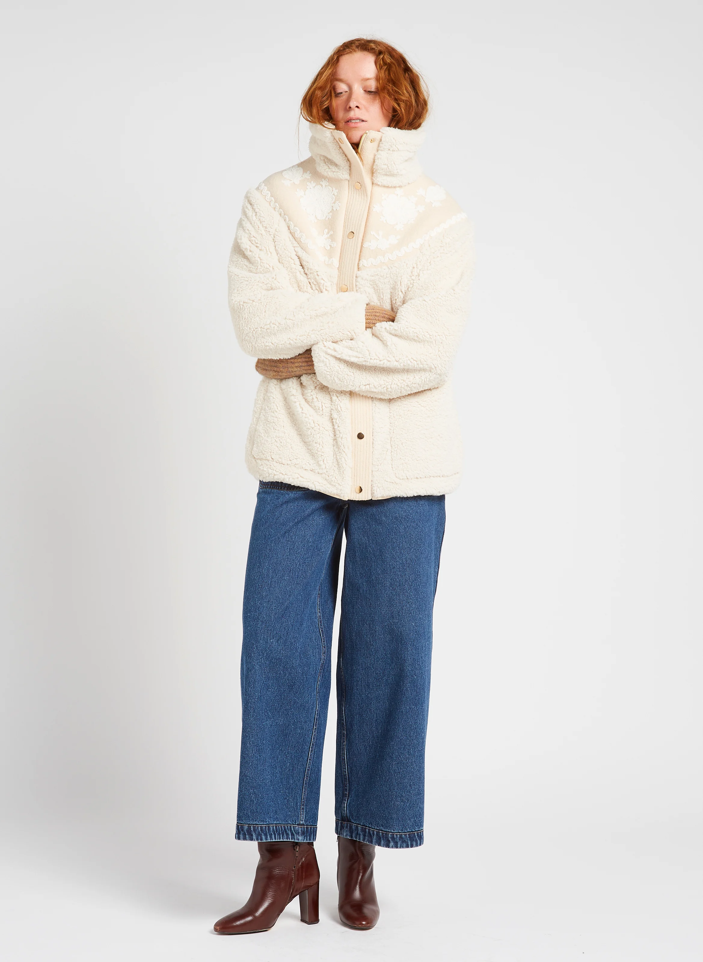 ROSE - Manteau col montant en fausse fourrure| Beige