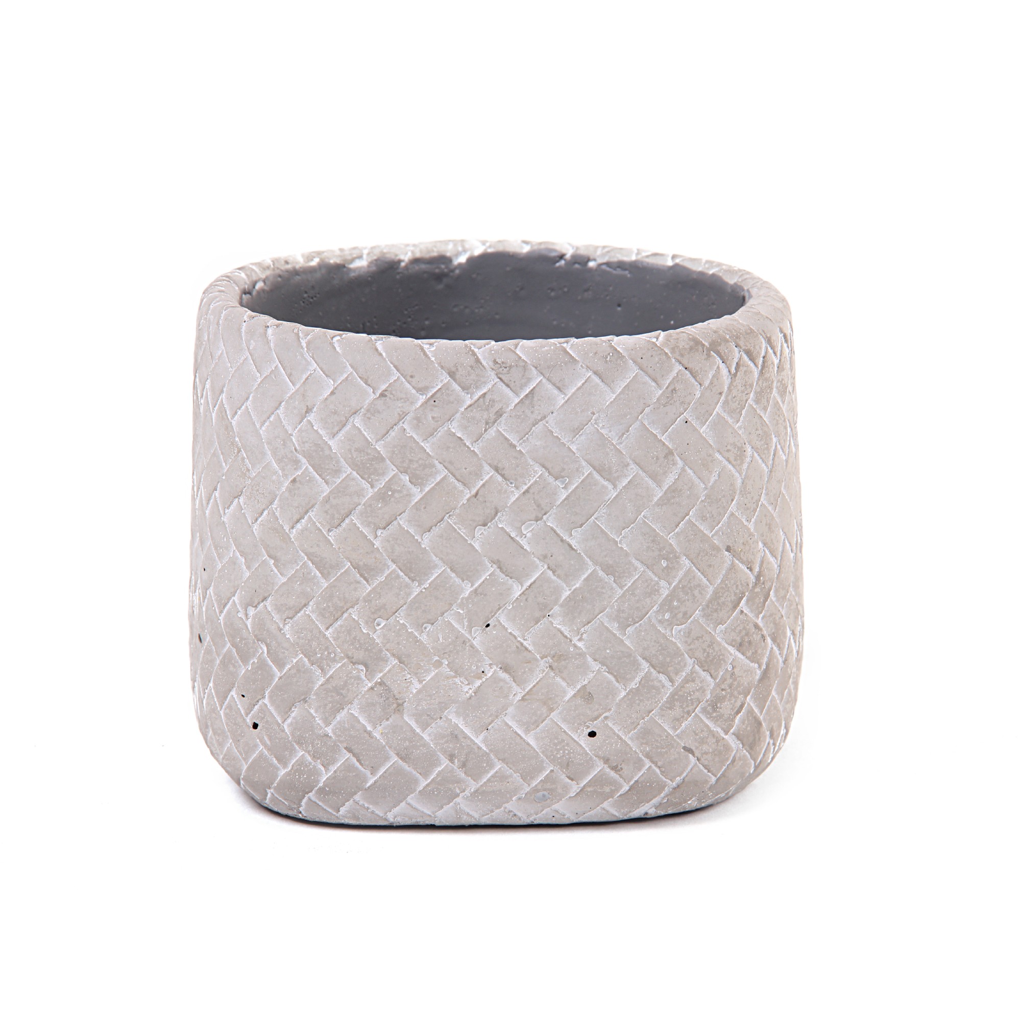 Übertopf 'Tissage' M, grau, white-wash, Ø 14,5 cm, H 13 cm günstig bestellen