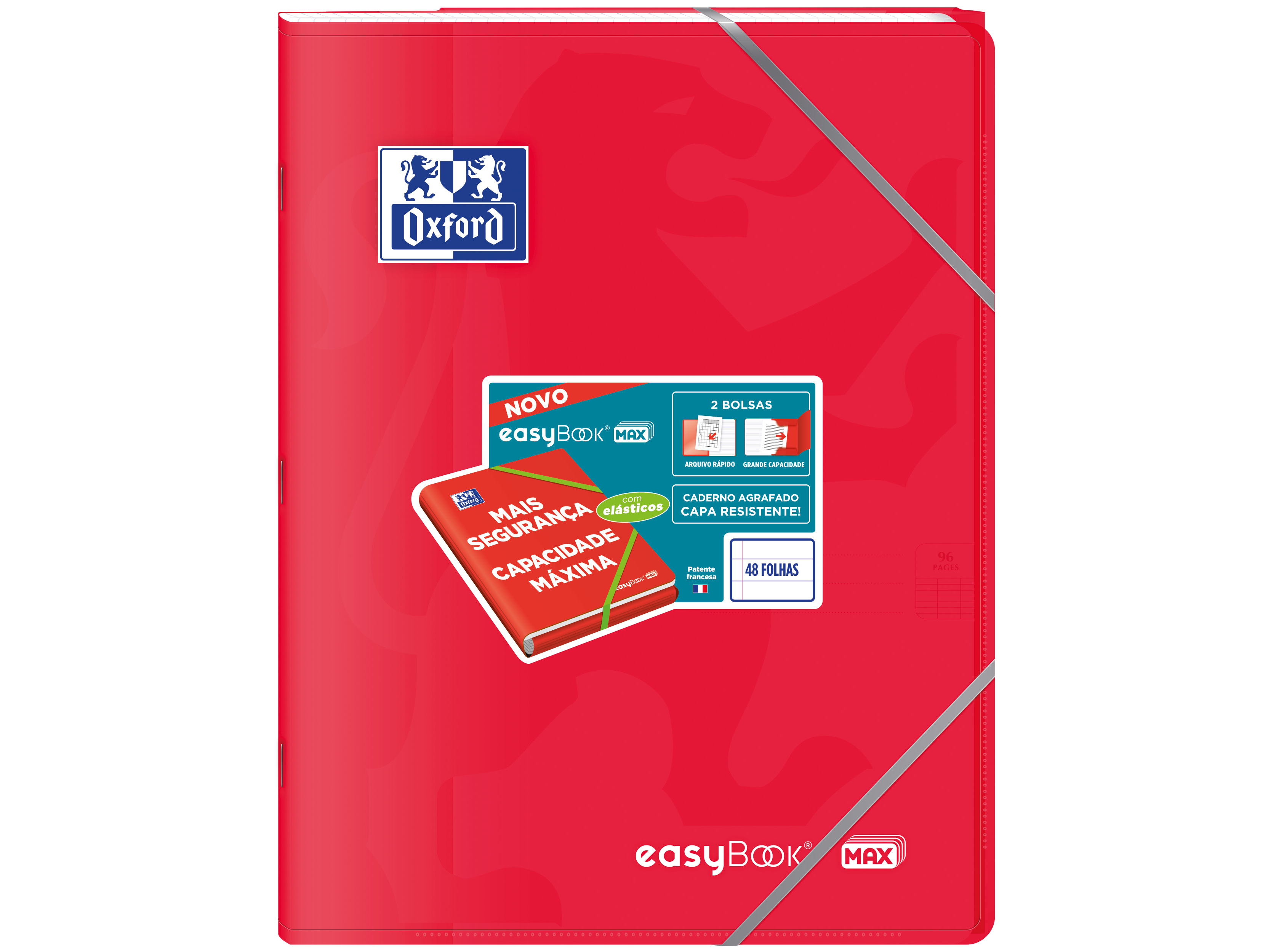 CADERNO AGRAFADO A4 OXFORD EASYBOOK MAXI COM ELÁSTICOS PAUTADO 48 FOLHAS CORES SORTIDAS