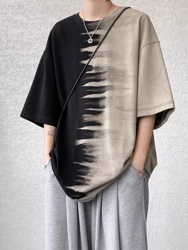 Capbrew - Tie Dye T-shirt met korte mouwen en ronde hals