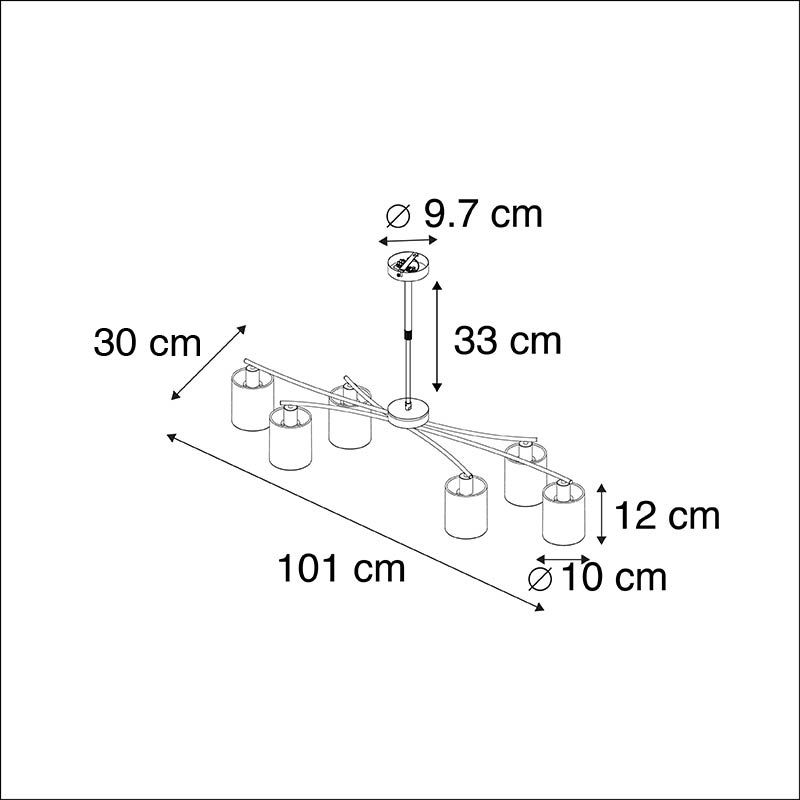 Moderne hanglamp zwart verstelbaar 6-lichts - Lofty