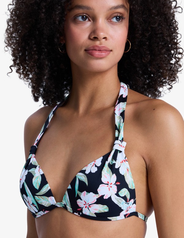 Printed Essentials Fixed Tri Haut de bikini triangle Noir Femme