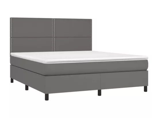 Sommier tapissier et matelas et LED Gris 180x200 cm Similicuir