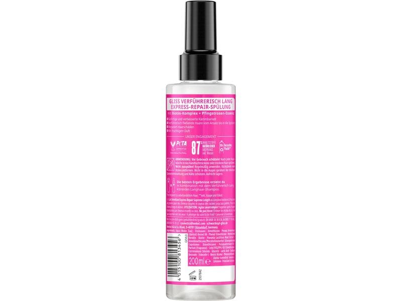 Schwarzkopf GLISS Haarspülung Verführerisch Lang 200 ml Conditioner sorgt für sofortige Kämmbarkeit