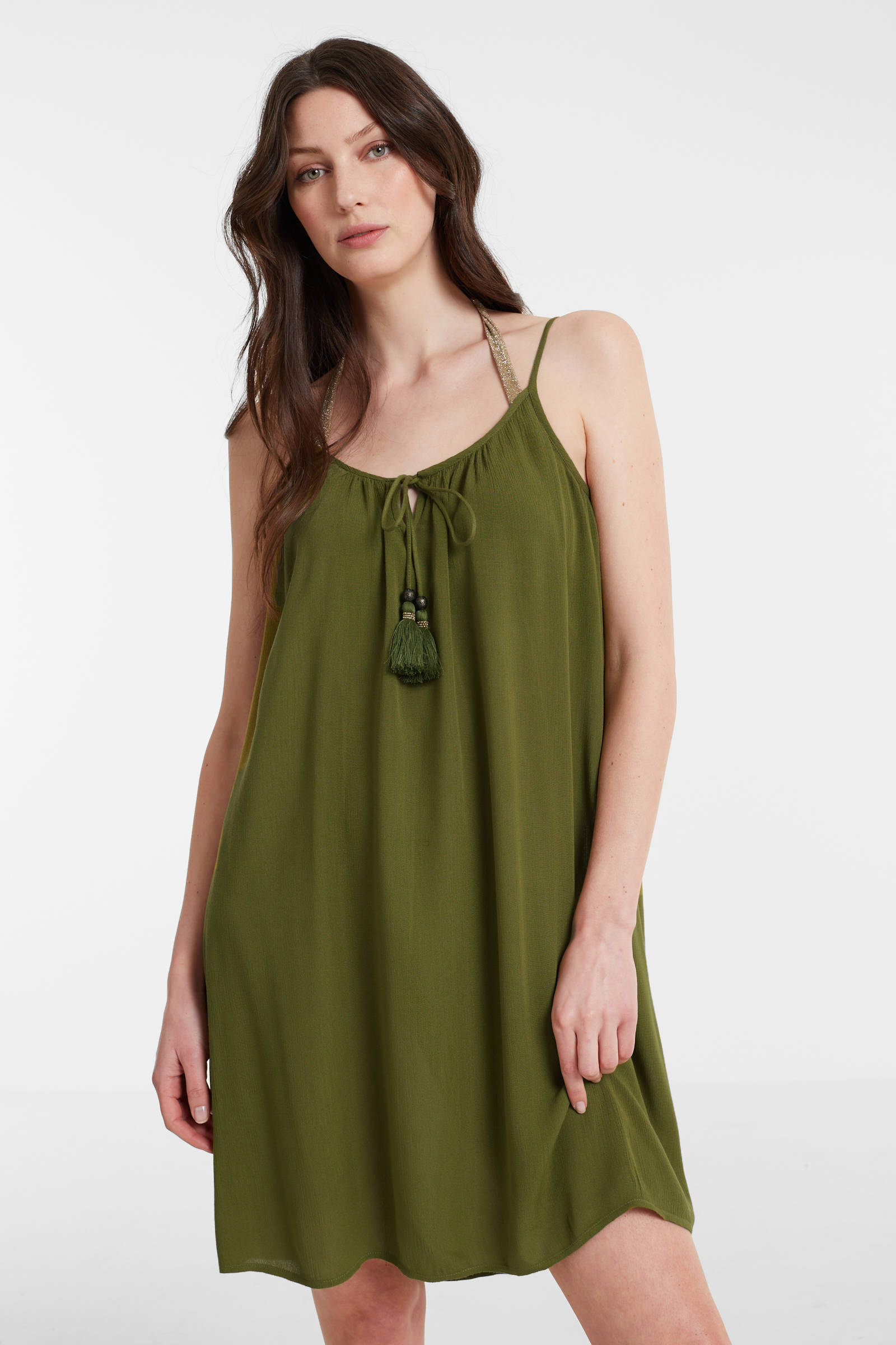 BEACHWAVE crinkle strandjurk olijfgroen