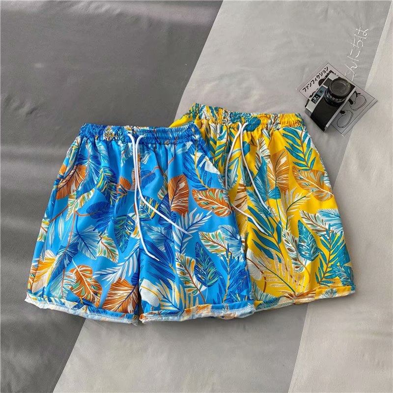 Acrius - Shorts met trekkoord en bladprint