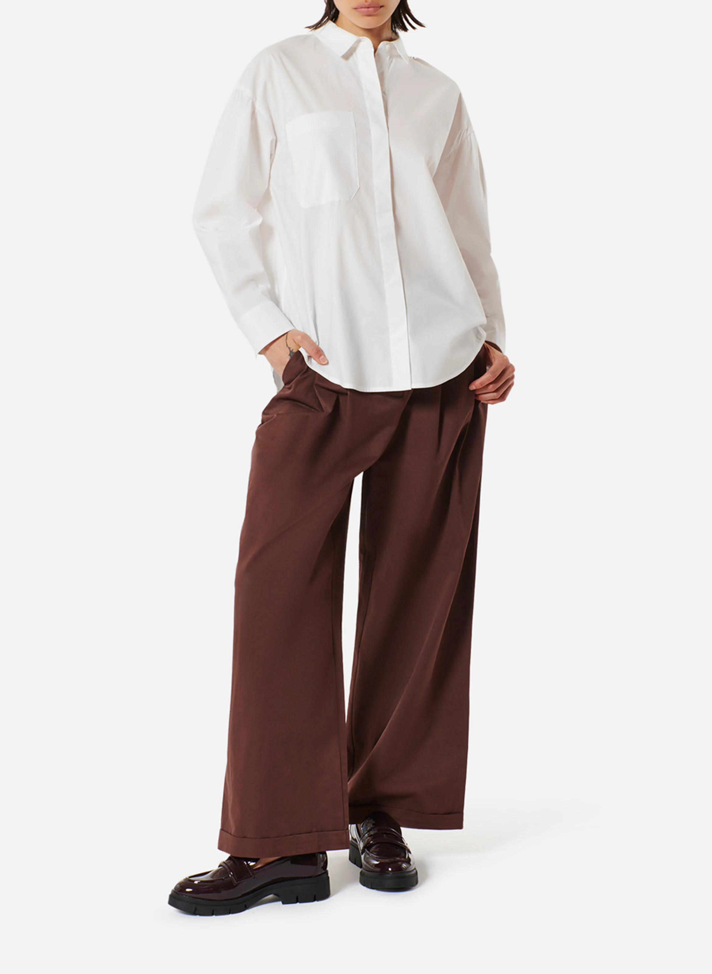 LOUIS - Chemise droite col classique en coton mélangé | Blanc