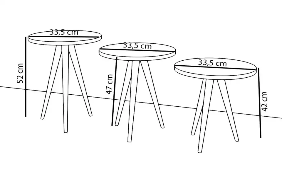 Couchtisch 3er-Set 34 cm 34 cm 34x34 Weiß