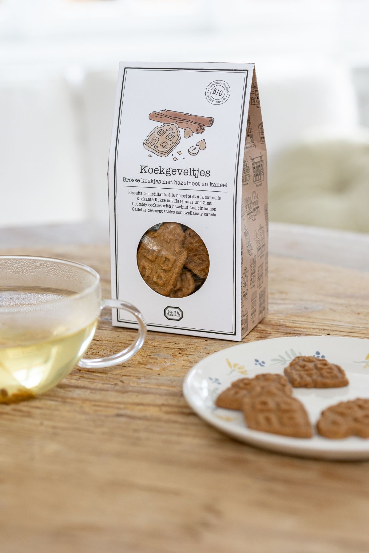 Geveltje koekjes, biologisch, hazelnoot/kaneel, 140 gram