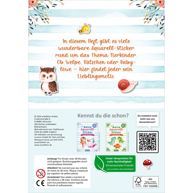 Meine Aquarell-Sticker - Tierkinder - über 200 Sticker