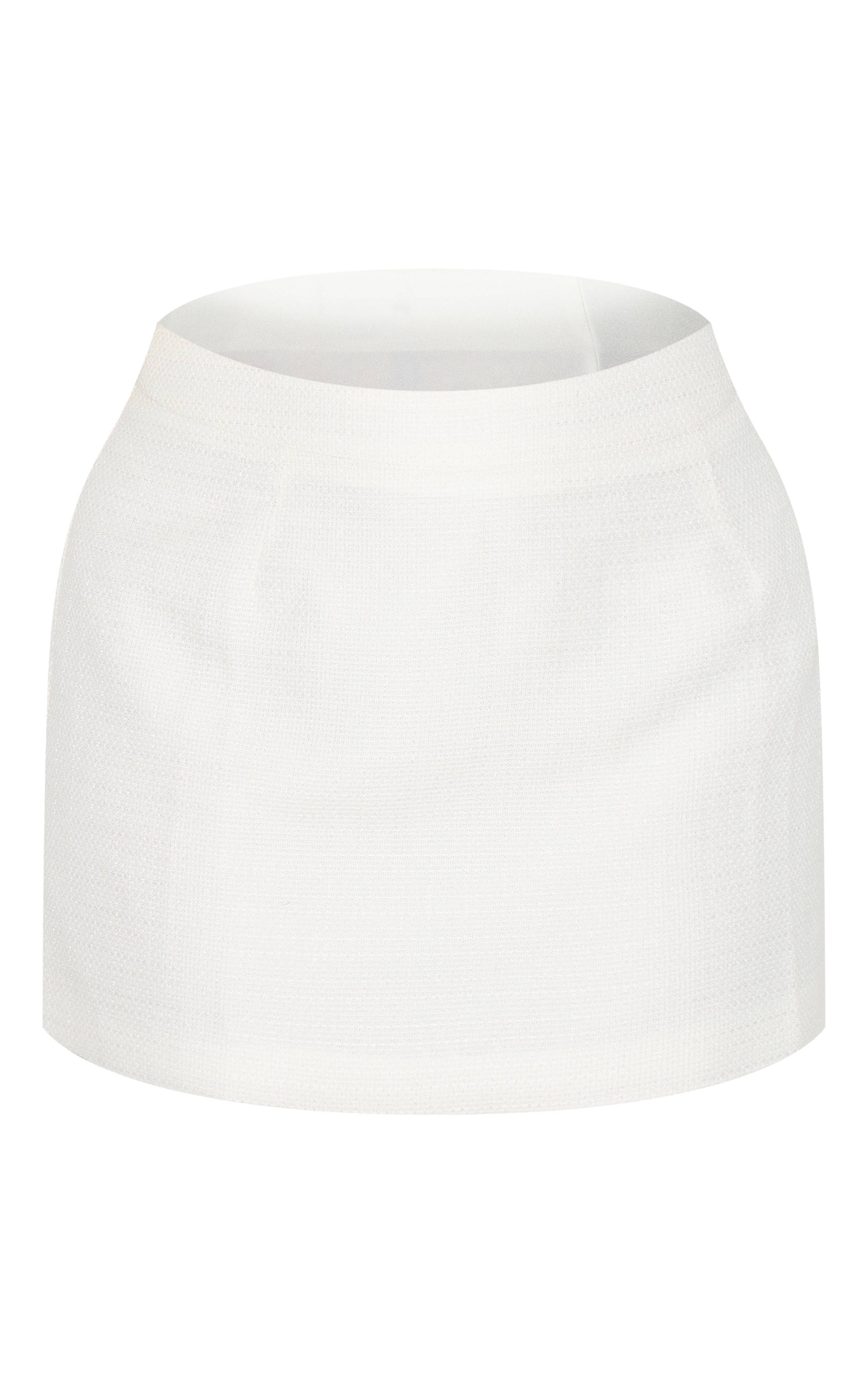 Crème Jupe Mini Bouclée Grande Taille Coordonnée