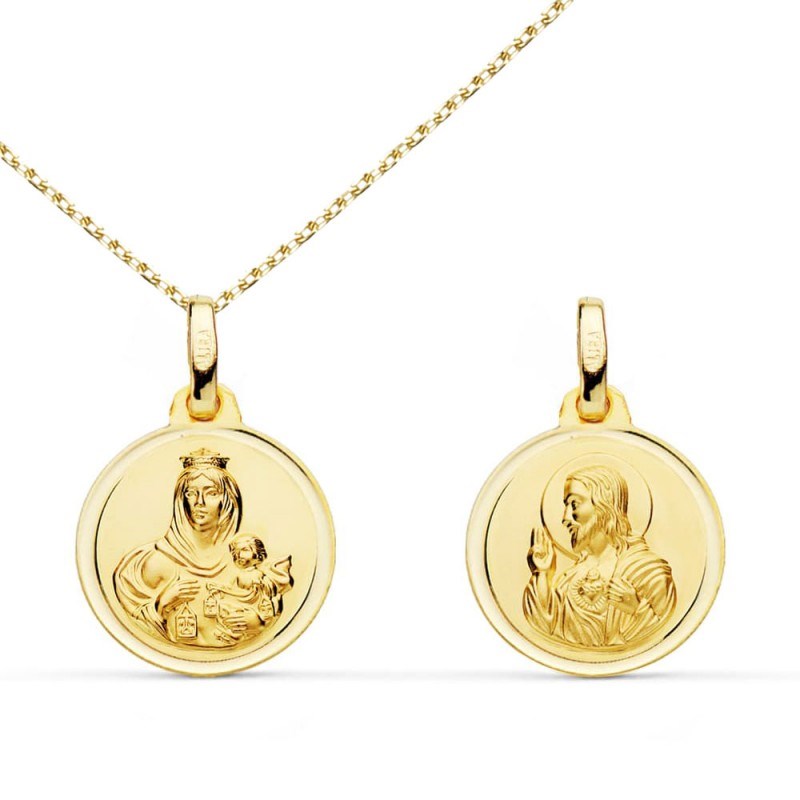 Collier - Médaille Scapulaire Or Jaune - Chaîne Dorée