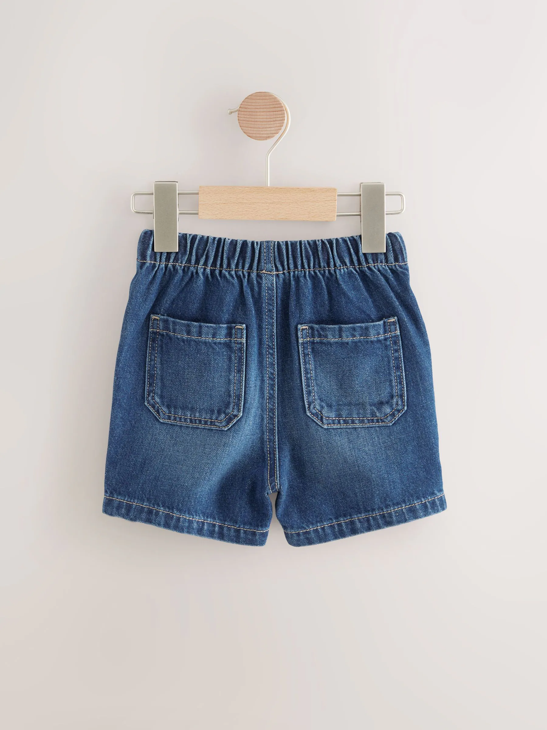 Normaal blauw - Denim shorts met trekkoord (3mnd -7jr)