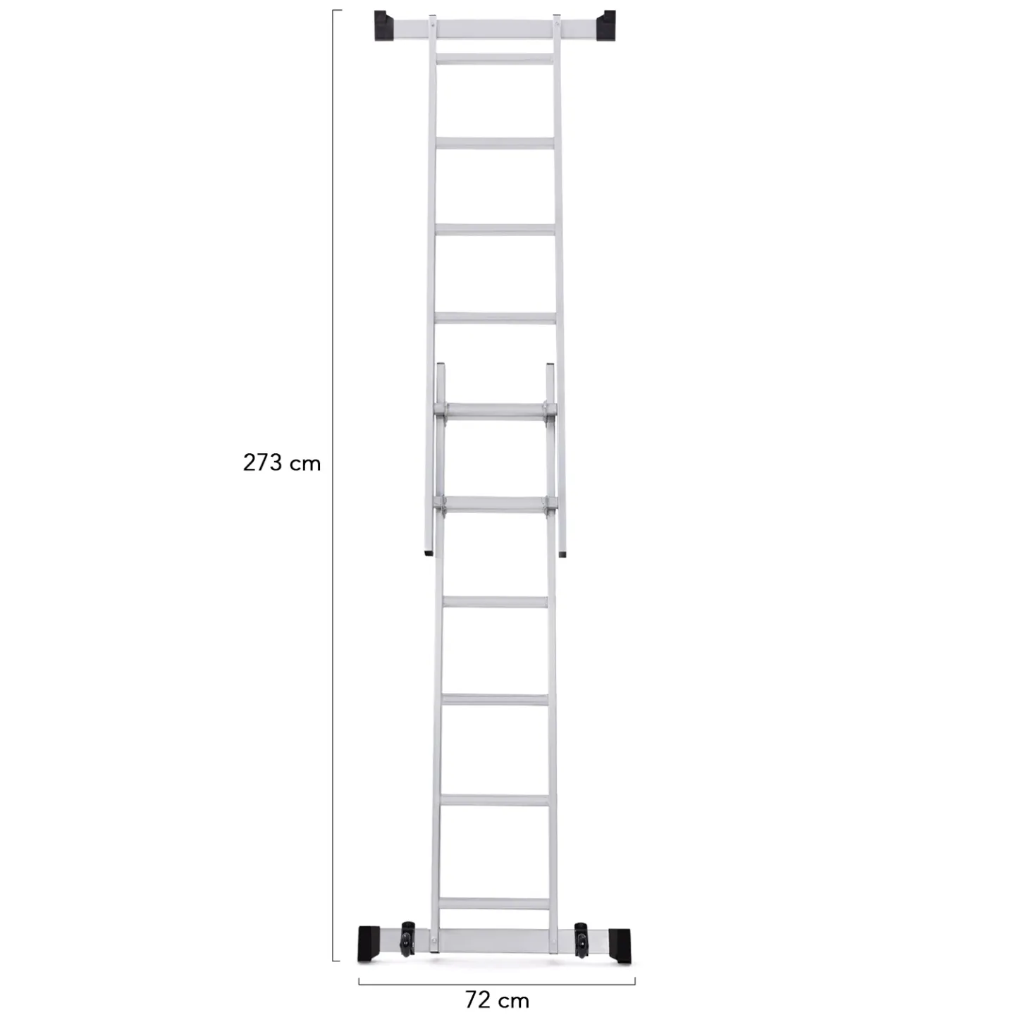 Échafaudage aluminium échelle multifonction avec plateforme modulable sur roues, hauteur 165 CM