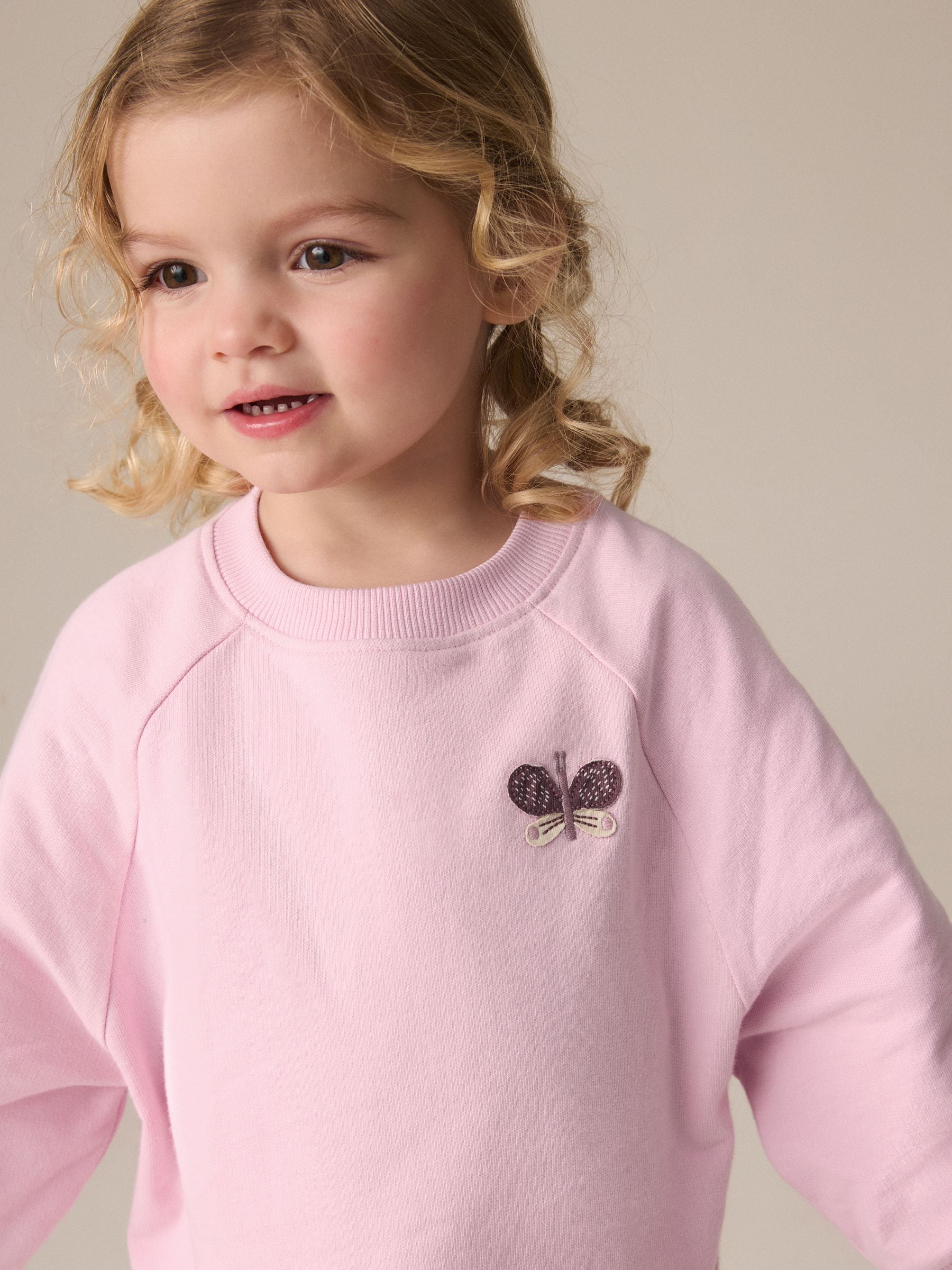 Zachtroze met bloemenprint - Set met top met lange mouwen en legging (3 mnd-7 jr)