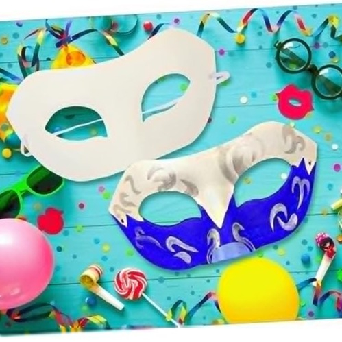 (5er Set) Venezianische Karton Masken DIY Karneval Kostüm Verkleidung Bastel Party Foto Requisite - Halbmaske Oval