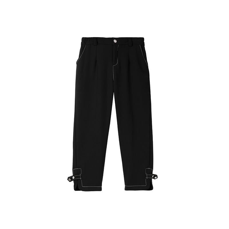 Ashteroid - Hoge taille effen wijde broek