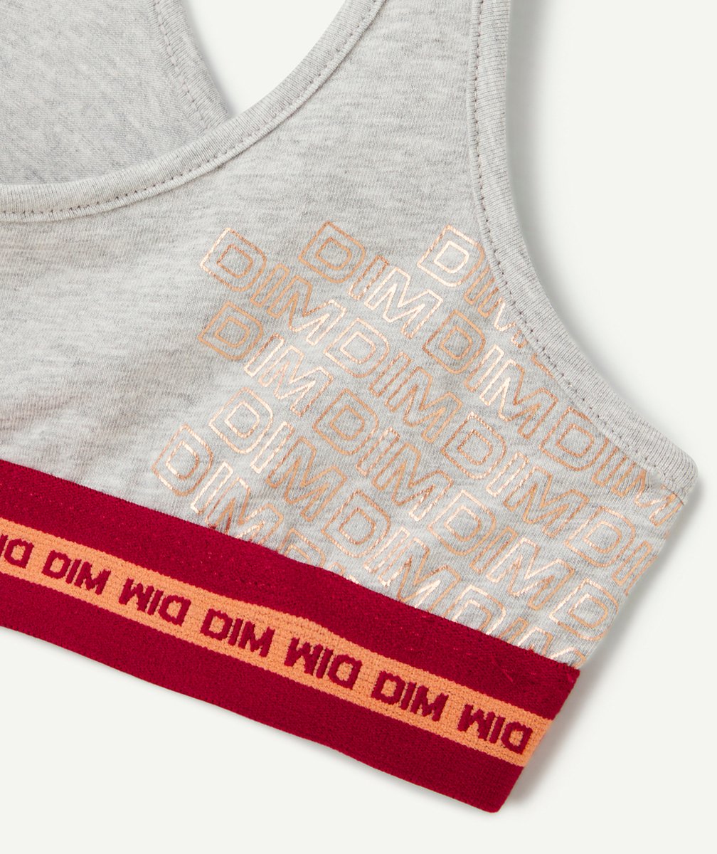 DIMbrassière fille en coton stretch grise chinée avec motif dim