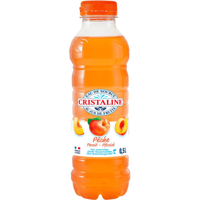 Eau Cristaline pêche 50 cl - 24 bouteilles